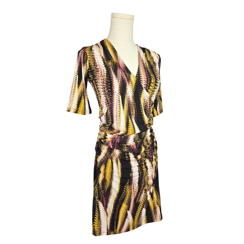 JENNIFER LOPEZ multi-pattern 3/4 Sleeve Print Short Dress